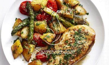 طريقة عمل دجاج مشوي بالخضار للرجيم