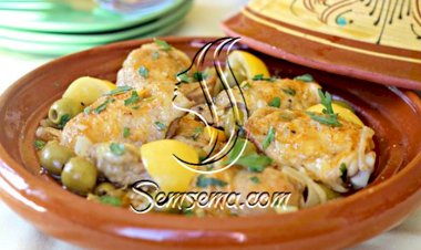 طريقة عمل طاجين الزيتون بالدجاج في الفرن