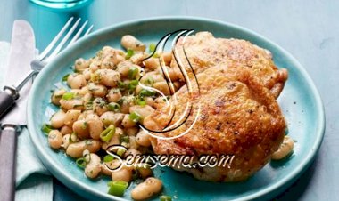 طريقة عمل دجاج محمر بدون فرن مع الفاصوليا