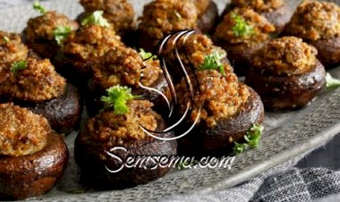 طريقة عمل الفطر المحشي بالجبن و الخضار