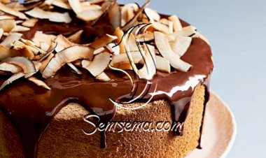 طريقة عمل كيكة جوز الهند بالشوكولاتة السائلة