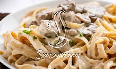 طريقة عمل الباستا بالكريمة والمشروم