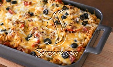 طريقة عمل مكرونة البيتزا باللحم المفروم