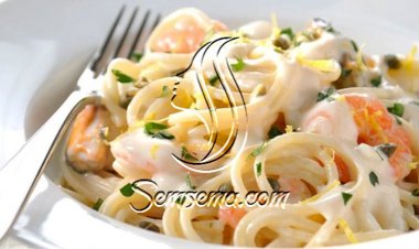 طريقة عمل مكرونة سي فود بالصوص الابيض