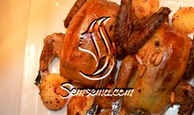 طريقة عمل حمام محشي بالفريك