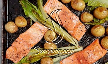 طريقة عمل فيليه سمك السلمون بالفرن مع البطاطس