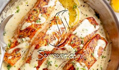 طريقة عمل سمك السلمون بالصوص الابيض