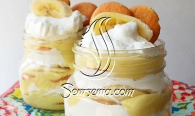 طريقة عمل الكاسترد بالموز والبسكويت