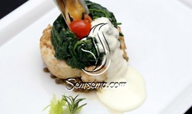 سمك الهامور مع العدس والسبانخ