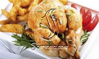 دجاج مشوي مع جوانح البطاطس الشهية