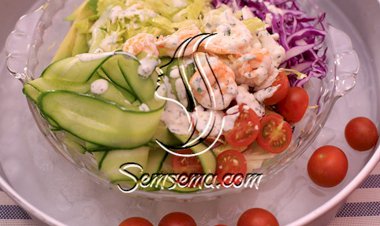 سلطة جمبري مع الخضار والرانش بالفيديو