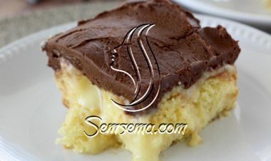 كيك الفانيلا بالبودينغ والشوكولاتة