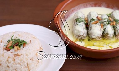 كوسا محشي باللحم مع اللبن