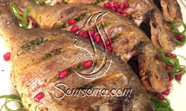سمك دنيس مشوي بدبس الرمان
