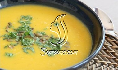 شوربة القرع بالتفاح الأخضر والجزر بالفيديو