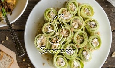 لفائف الكوسا مع جبن الريكوتا و اللوز