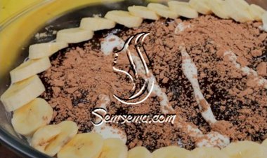 حلى الموز بالكريمة والبسكويت بالفيديو