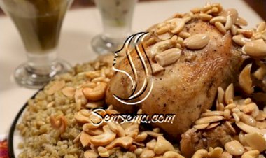 الدجاج المحشي بالفريكة بالفيديو