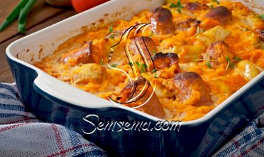 طاجن سجق بالجبنة