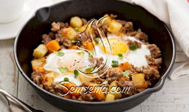 مفركة بطاطس باللحم والبيض