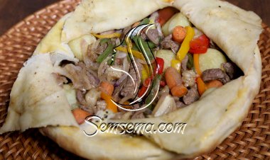 صاجية اللحم بالخضار بالفيديو