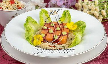 سلطة الأورزو مع السلمون المدخن والتونة