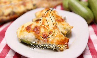 قوارب الكوسا بالبشاميل بالفيديو