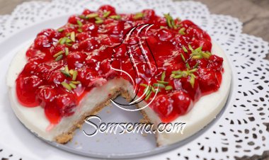 تشيز كيك بدون جيلاتين بالفيديو