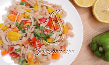 سلطة الفاصوليا البيضاء بالتونة بالفيديو