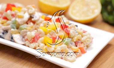 سلطة المكرونة بالفطر بالفيديو