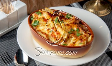 مكرونة بشاميل بالبسطرمة