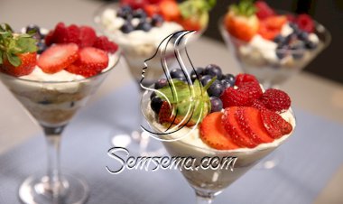 حلى الفواكة والكريمة بالفيديو