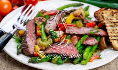 فيليه اللحم بالخضار والفطر للرجيم