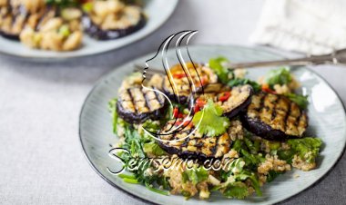 سلطة الباذنجان المشوي مع الكينوا