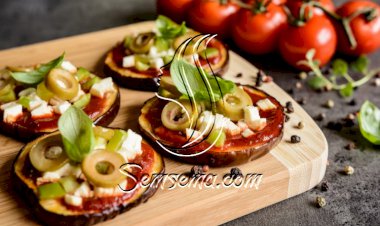 باذنجان مشوي بجبن الفيتا والطماطم لرجيم صحي