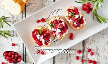 بروشكيتا جبن الفيتا بالرمان بثلاث مكونات فقط