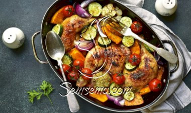 دجاج محمر مع الخضار والثوم