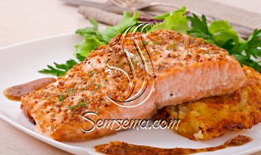 سلمون مشوي بالعسل والخردل للرجيم
