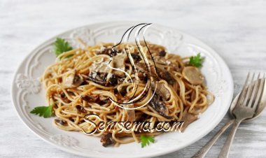 مكرونة بنية بالفطر للرجيم
