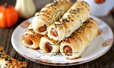 فطائر النقانق بعجينة البف باستري