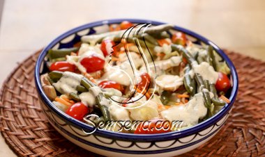 سلطة المشروم مع الفاصوليا الخضراء الصحية بالفيديو