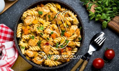 مكرونة بالصويا صوص والخضار