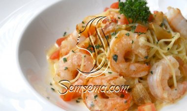 مكرونة بالروبيان والكريمة اللايت للرجيم