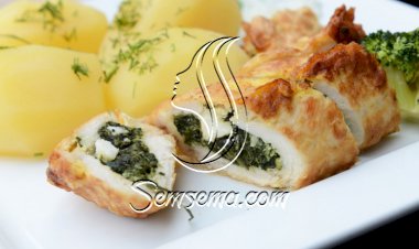 رولات الدجاج بالسبانخ والجبن للرجيم