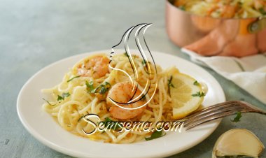 روبيان بالثوم مع المكرونة