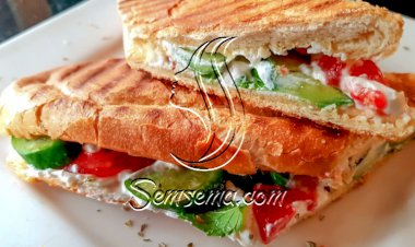 ساندويش لبنة بالخضار للفطور