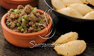 سمبوسة بحشوة اللحم والبازيلاء بالفيديو