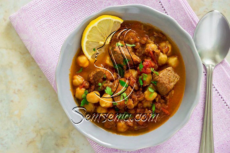 طريقة عمل شوربة بقطع اللحم والحمص