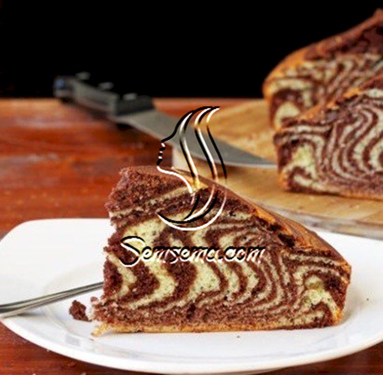 كيك المخطط طريقة سهلة وسريعة