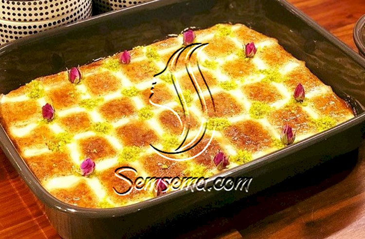طريقة عمل بسبوسة الكاروهات بالقشطة